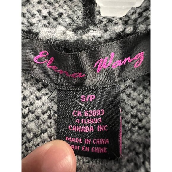 Elena Wang Snake Print Knit Cardigan Open Front Gray/Black Size Small Pockets - Picture 8 of 9